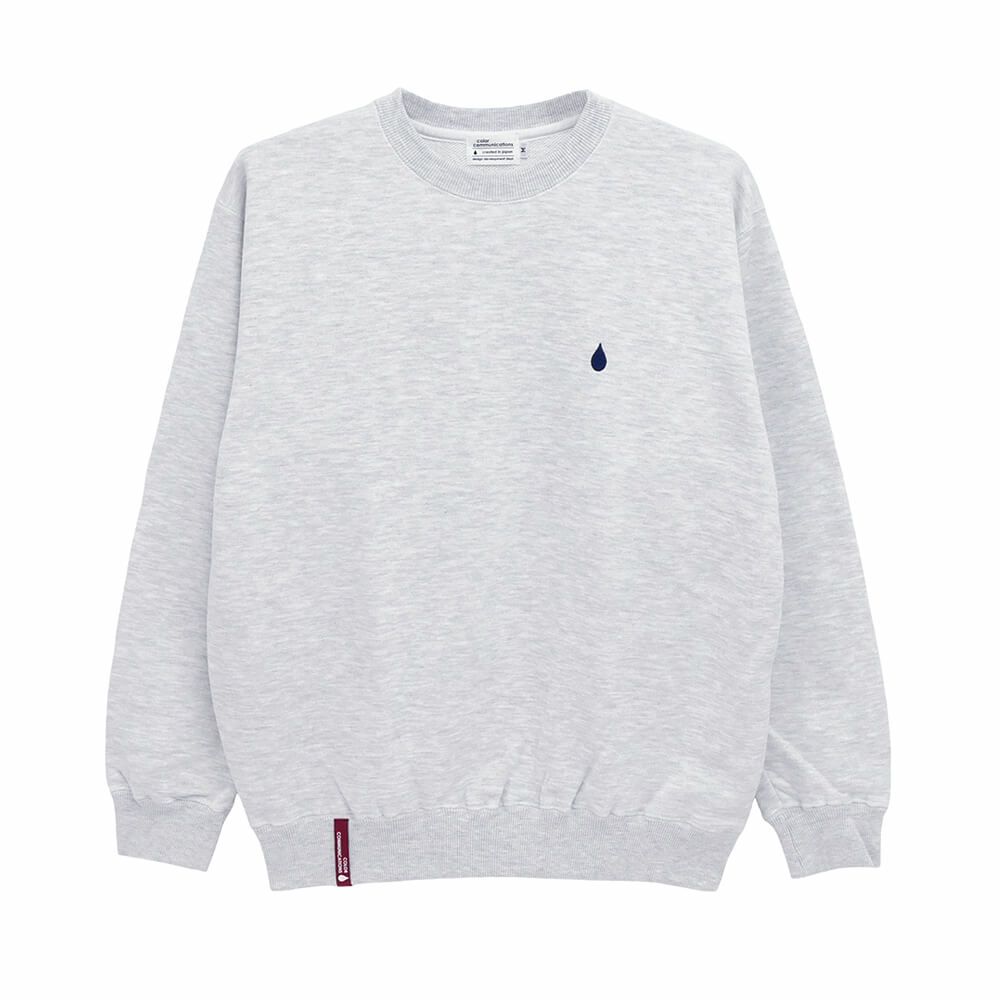 COLOR COMMUNICATIONS CREW SWEAT カラーコミュニケーションズ トレーナー DRIP EMB LETTER SPOT ASH 刺繍ロゴ スケートボード スケボー 