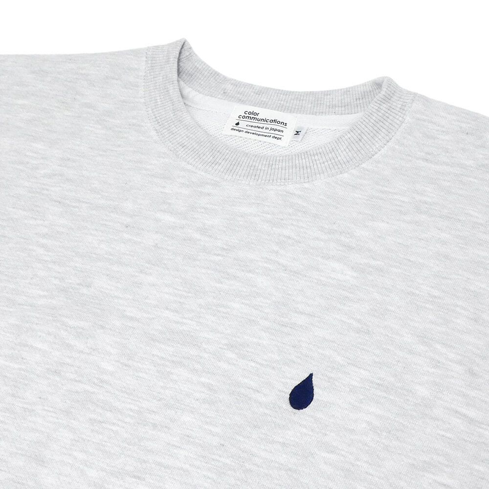COLOR COMMUNICATIONS CREW SWEAT カラーコミュニケーションズ トレーナー DRIP EMB LETTER SPOT ASH 刺繍ロゴ スケートボード スケボー 2