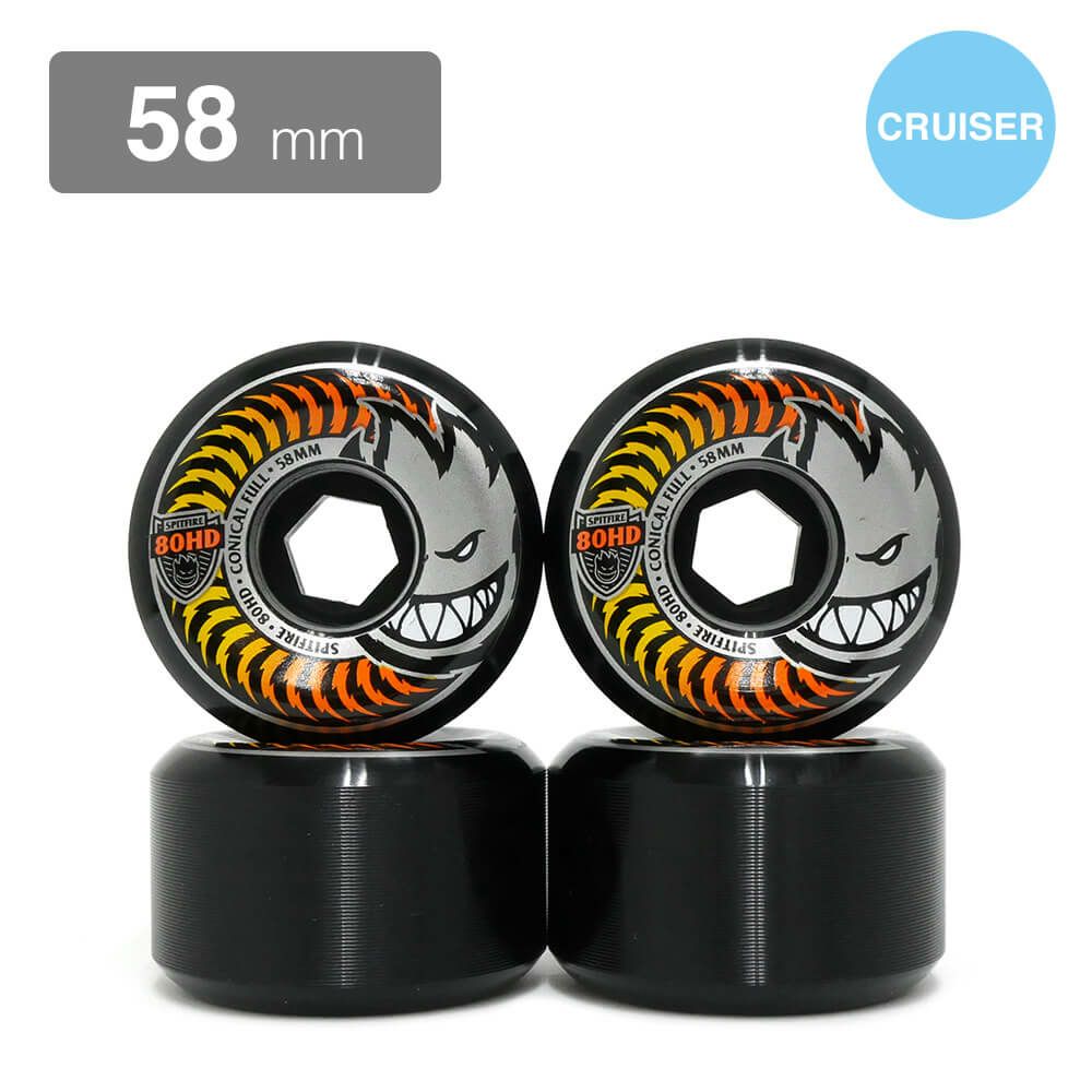 SPITFIRE WHEEL スピットファイヤー ソフトウィール（クルーザー） 80HD CONICAL FULL 黒 58mm スケートボード スケボー