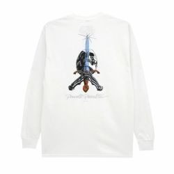 POWELL PERALTA LONG SLEEVE パウエルペラルタ ロングスリーブTシャツ SKULL & SWORD WHITE スケートボード スケボー 