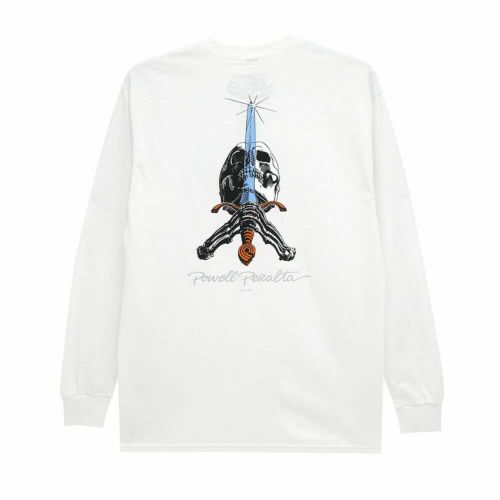 POWELL PERALTA LONG SLEEVE パウエルペラルタ ロングスリーブTシャツ SKULL & SWORD WHITE スケートボード スケボー 