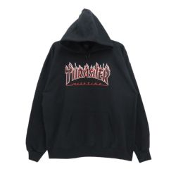  THRASHER HOOD スラッシャー パーカー FLAME BLACK/RED（US企画） スケートボード スケボー 