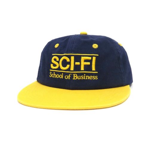 SCI-FI FANTASY CAP サイファイファンタジー キャップ SCHOOL OF BUSINESS SNAPBACK NAVY/YELLOW スケートボード スケボー 