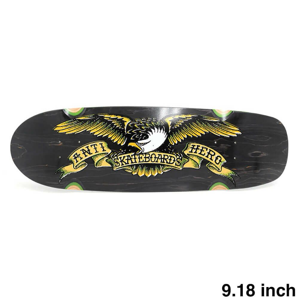 ANTIHERO DECK アンチヒーロー デッキ TEAM MIS-REGISTERED EAGLE BLACK STAIN 9.18 GENIUS SHAPE WHEEL WELLS スケートボード スケボー