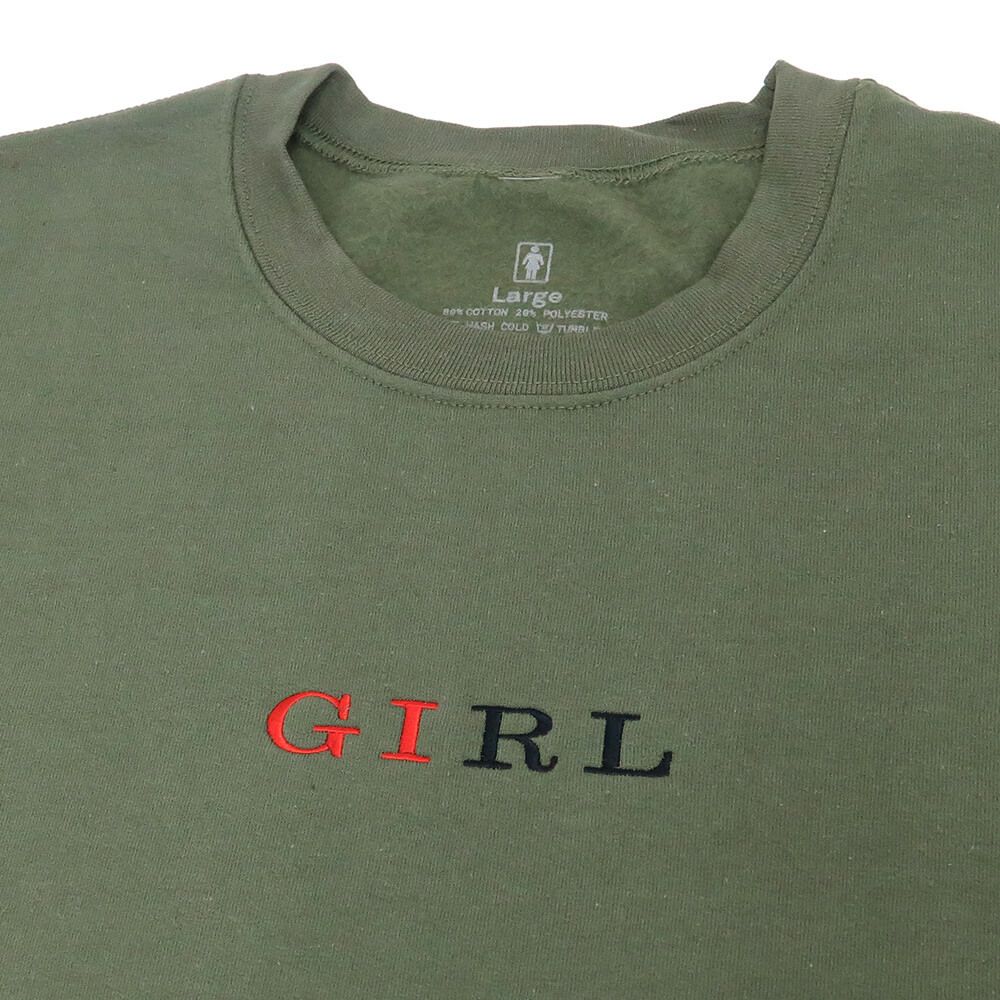 GIRL CREW SWEAT ガール トレーナー SERIF ARMY GREEN スケートボード スケボー 1