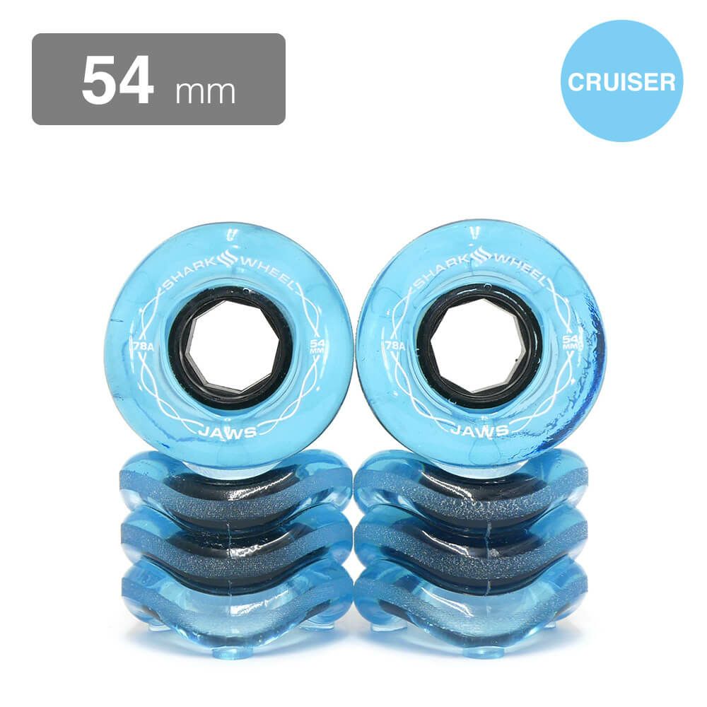 SHARK WHEEL シャークウィール ソフトウィール（クルーザー） JAWS TRANSPARENT（78A） SAPPHIRE 54mm スケートボード スケボー