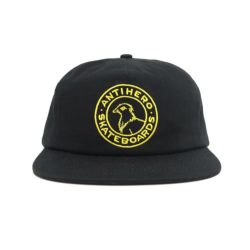 ANTIHERO CAP アンチヒーロー キャップ BASIC PIGEON ROUND SNAPBACK BLACK/GOLD スケートボード スケボー 1