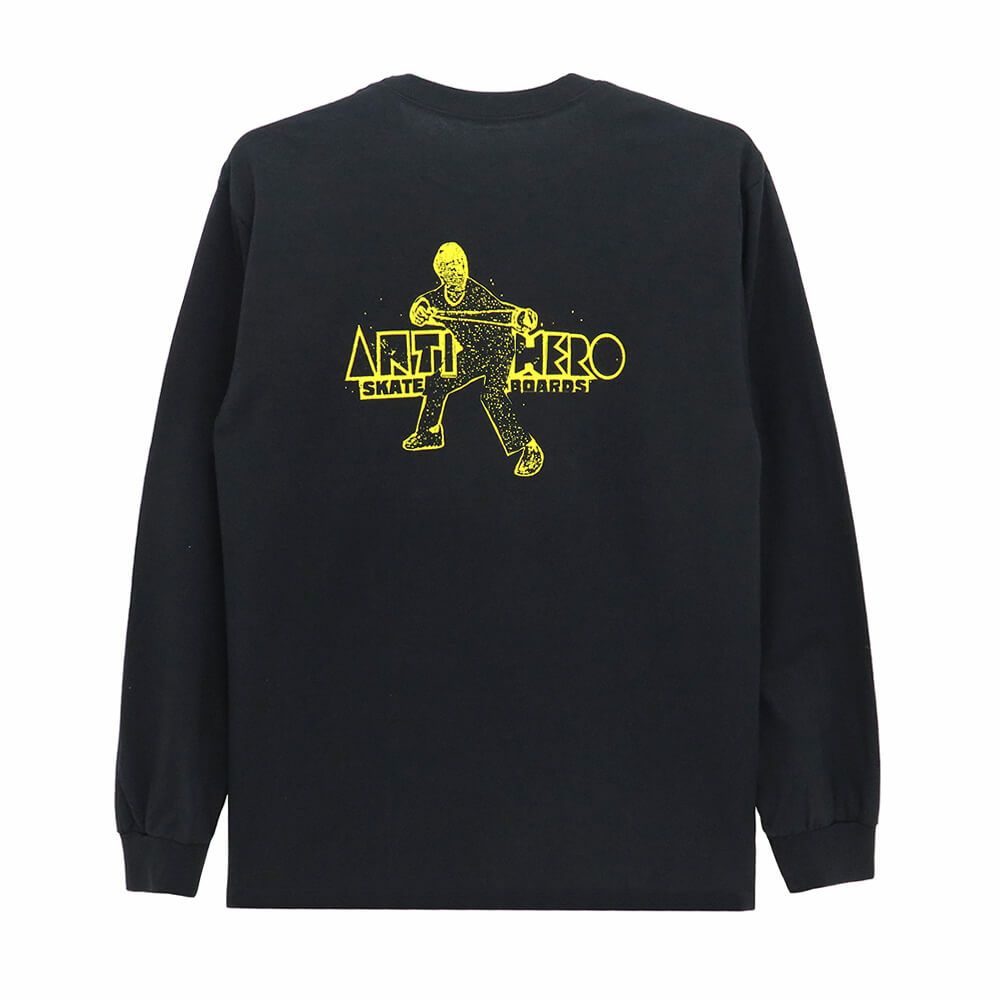 ANTIHERO LONG SLEEVE アンチヒーロー ロングスリーブTシャツ SLINGSHOT POCKET BLACK/YELLOW スケートボード スケボー 