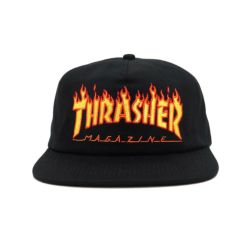 THRASHER CAP スラッシャー キャップ FLAME EMBROIDED SNAPBACK BLACK（US企画） スケートボード スケボー 1