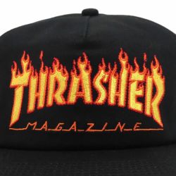 THRASHER CAP スラッシャー キャップ FLAME EMBROIDED SNAPBACK BLACK（US企画） スケートボード スケボー 4