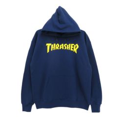 THRASHER HOOD スラッシャー パーカー COVER LOGO NAVY（US企画） スケートボード スケボー 