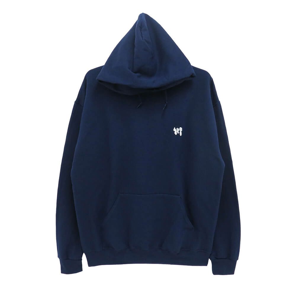 KAWA HOOD 川 パーカー 1POINT NAVY/WHITE 刺繍ロゴ スケートボード スケボー 