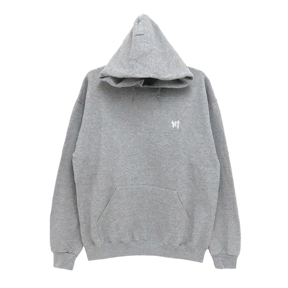 KAWA HOOD 川 パーカー 1POINT GREY/WHITE 刺繍ロゴ スケートボード スケボー 