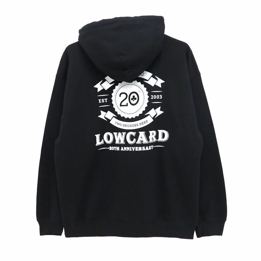 LOWCARD HOOD ローカード パーカー 20TH ANNIVERSARY BLACK スケートボード スケボー 