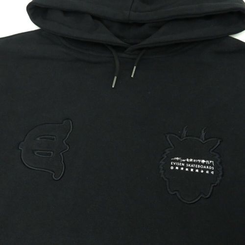 EVISEN HOOD エビセン パーカー TORA EVI LOGO HOODIE BLACK スケート