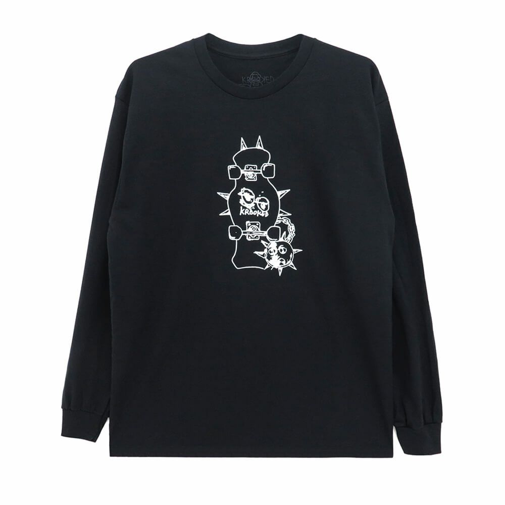 KROOKED LONG SLEEVE クルキッド ロングスリーブTシャツ MACE BLACK/WHITE スケートボード スケボー 