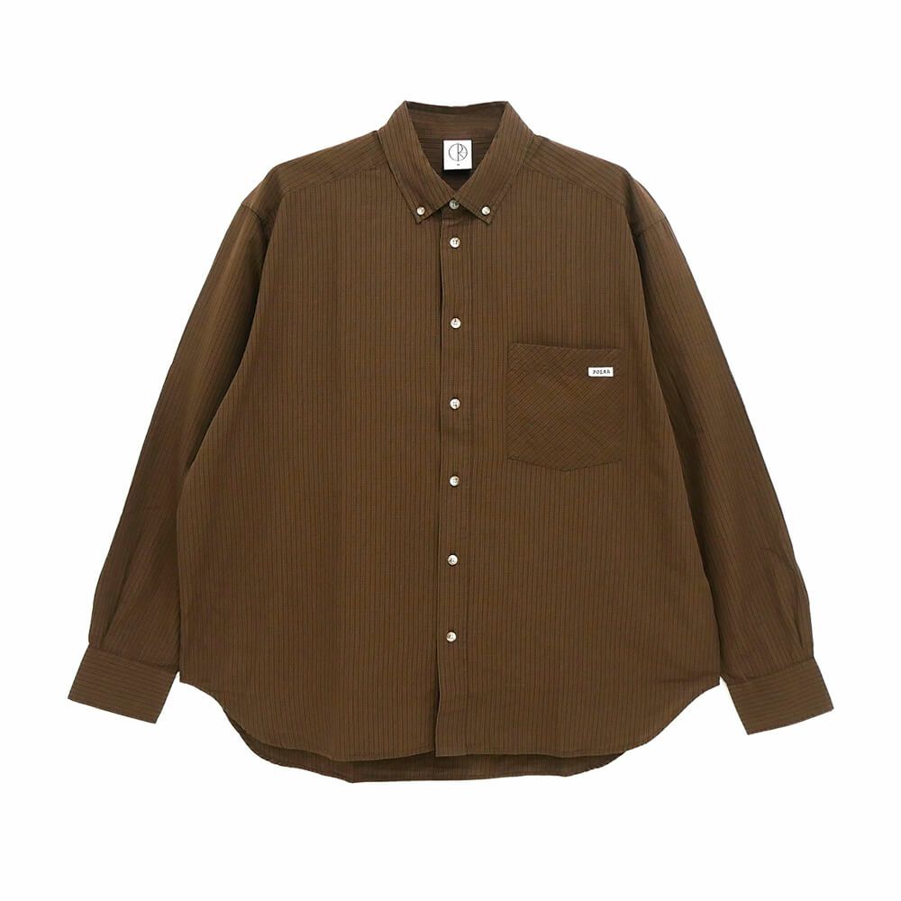 POLAR LONG SLEEVE ポーラー 長袖シャツ BEN POPLIN LS SHIRTS BROWN スケートボード スケボー 