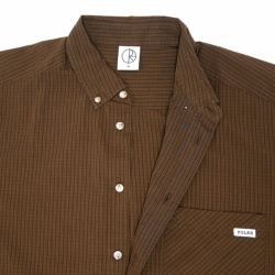 POLAR LONG SLEEVE ポーラー 長袖シャツ BEN POPLIN LS SHIRTS BROWN スケートボード スケボー 1