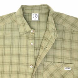 POLAR LONG SLEEVE ポーラー 長袖シャツ MITCHELL FLANNEL LS SHIRTS GREEN/BEIGE スケートボード スケボー 1