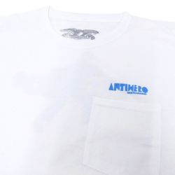 ANTIHERO T-SHIRT アンチヒーロー Tシャツ SLING SHOT 2 POCKET WHITE/BLUE スケートボード スケボー 2