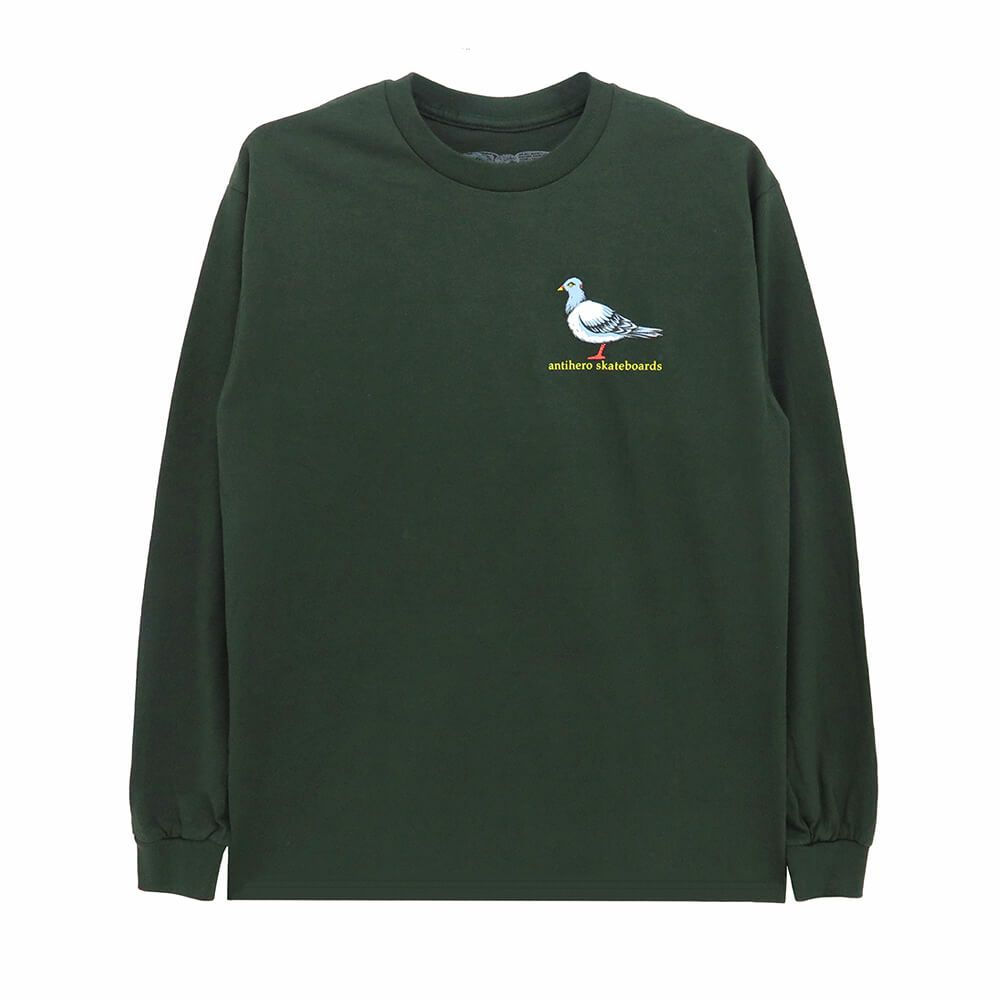 ANTIHERO LONG SLEEVE アンチヒーロー ロングスリーブTシャツ LIL PIGEON FOREST GREEN スケートボード スケボー 