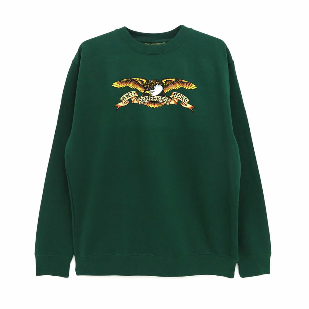 ANTIHERO CREW SWEAT アンチヒーロー トレーナー EAGLE DARK GREEN/BLACK スケートボード スケボー 