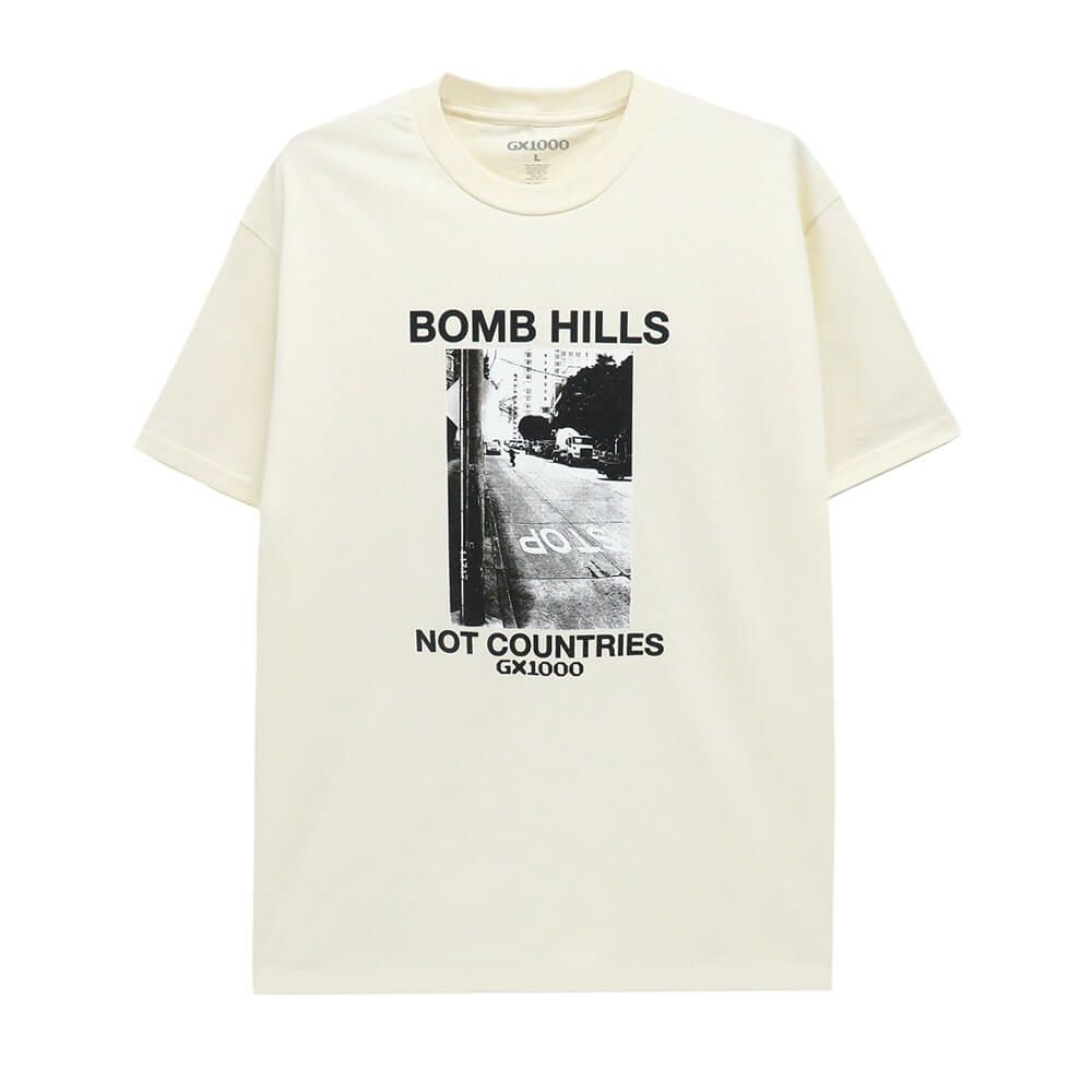 GX1000 T-SHIRT ジーエックス1000 Tシャツ BOMB HILLS NOT COUNTRIES CREAM スケートボード スケボー 