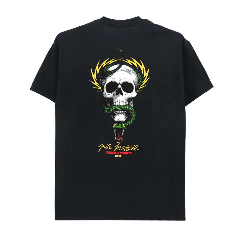 POWELL PERALTA T-SHIRT パウエルペラルタ Tシャツ McGILL SKULL & SNAKE BLACK スケートボード スケボー 