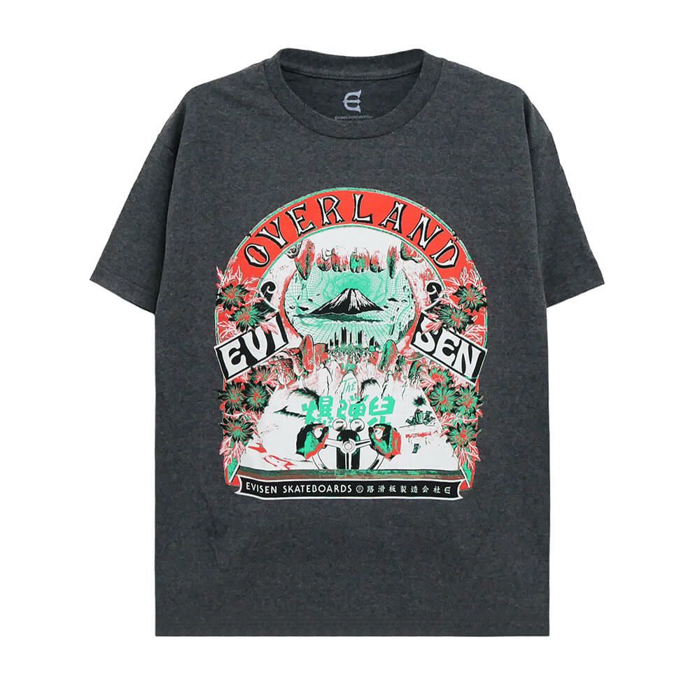 EVISEN T-SHIRT エビセン Tシャツ OVERLAND HEATHER CHARCOAL スケートボード スケボー 