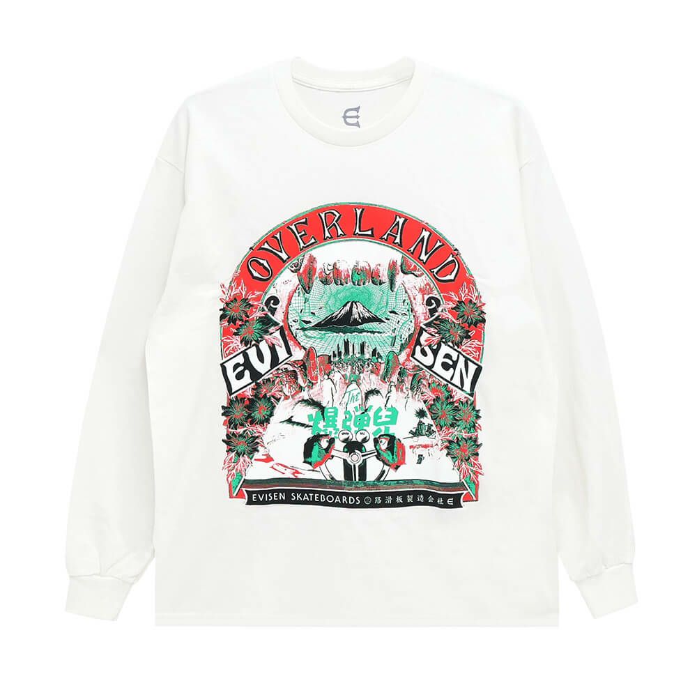 EVISEN LONG SLEEVE エビセン ロングスリーブTシャツ OVERLAND LS WHITE スケートボード スケボー 