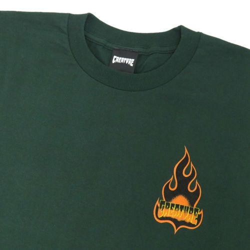 CREATURE T-SHIRT クリーチャー Tシャツ LOGO FLAME FOREST GREEN