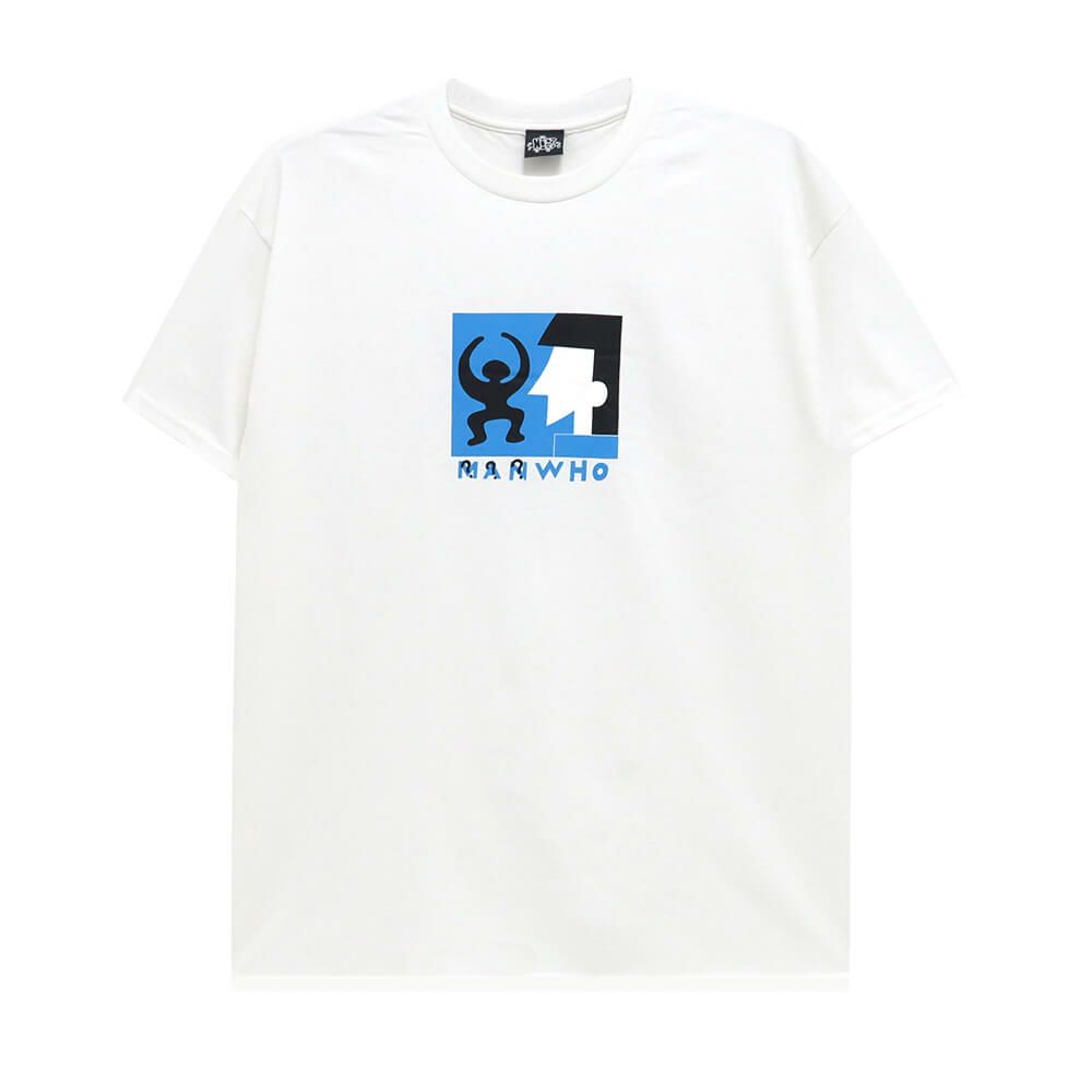 MAN WHO T-SHIRT マンフー Tシャツ ???WHO WHITE/BLUE スケートボード スケボー 