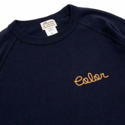 COLOR COMMUNICATIONS LONG SLEEVE カラーコミュニケーションズ 7分袖Tシャツ HANDWRITE CHAIN LETTER NAVY スケートボード スケボー 1