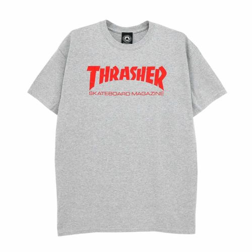 THRASHER T-SHIRT スラッシャー Ｔシャツ SKATE MAG LOGO RED プリントカラー GREY（US企画） スケートボード スケボー