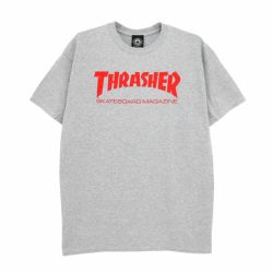 THRASHER T-SHIRT スラッシャー Ｔシャツ SKATE MAG LOGO RED プリントカラー GREY（US企画） スケートボード スケボー