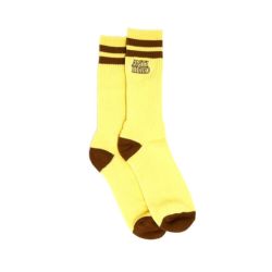 ANTIHERO SOCKS アンチヒーロー ソックス 靴下 BLACK HERO OUTLINE PALE YELLOW/BROWN スケートボード スケボー 3