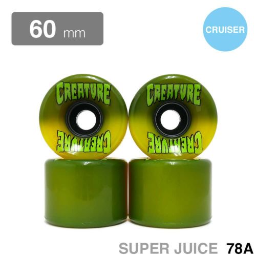 OJ WHEEL オージェー ソフトウィール（クルーザー） SUPER JUICE（78A） CREATURE BONEHEAD 黄/緑 60mm スケートボード スケボー