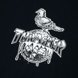 THRASHER T-SHIRT スラッシャー Ｔシャツ THRASHER X ANTIHERO COVER THE EARTH BLACK（US企画） スケートボード スケボー 1