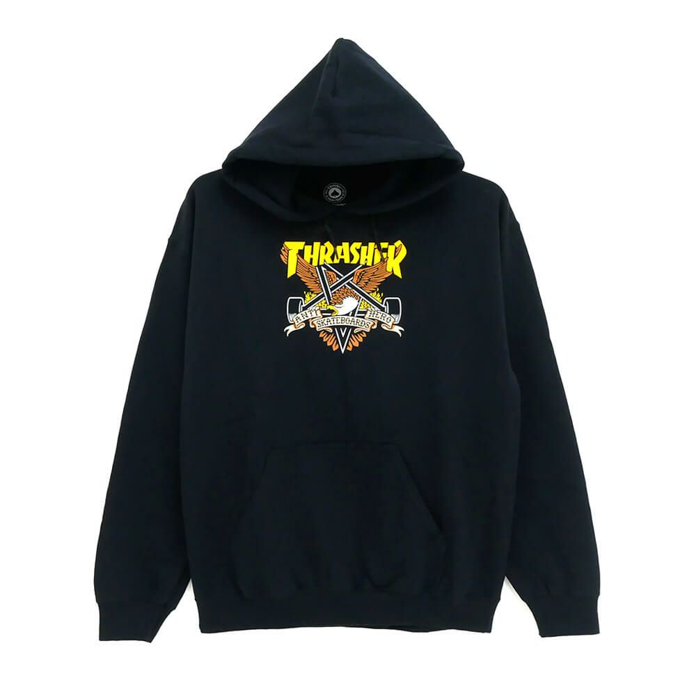  THRASHER HOOD スラッシャー パーカー THRASHER X ANTIHERO EAGLEGRAM BLACK（US企画） スケートボード スケボー 