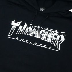 THRASHER HOOD スラッシャー パーカー THRASHER X ANTIHERO PIGEON MAG BLACK（US企画） スケートボード スケボー 1