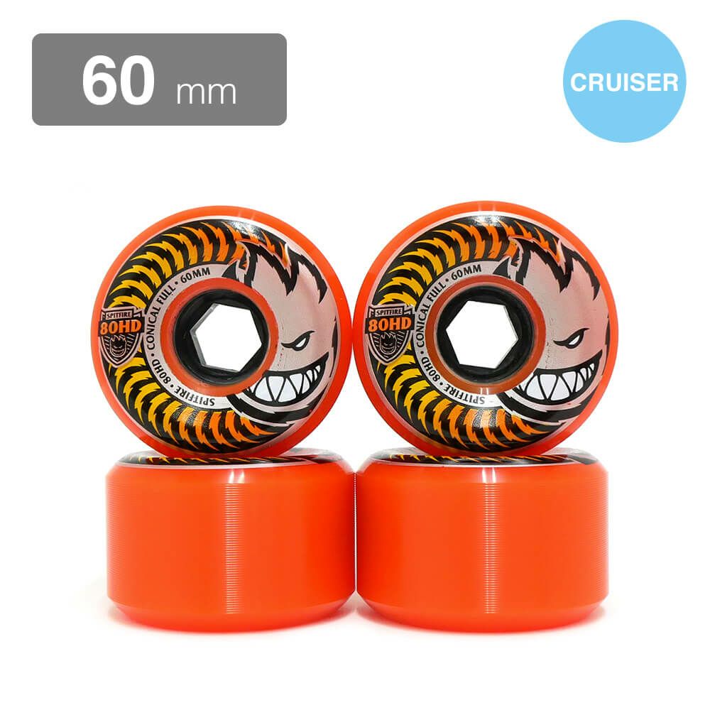 SPITFIRE WHEEL スピットファイヤー ソフトウィール（クルーザー） 80HD CONICAL FULL FADE オレンジ 60mm スケートボード スケボー