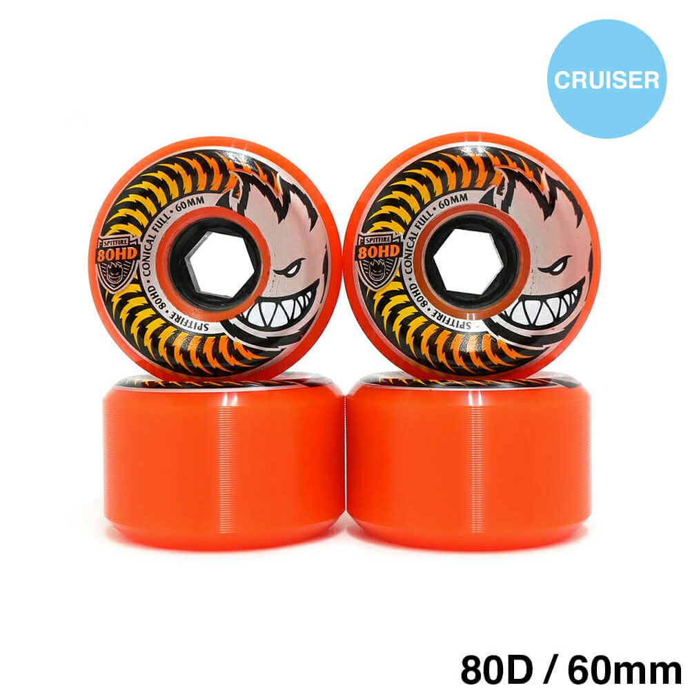 SPITFIRE WHEEL スピットファイヤー ソフトウィール（クルーザー） 80HD CONICAL FULL FADE オレンジ 60mm スケートボード スケボー