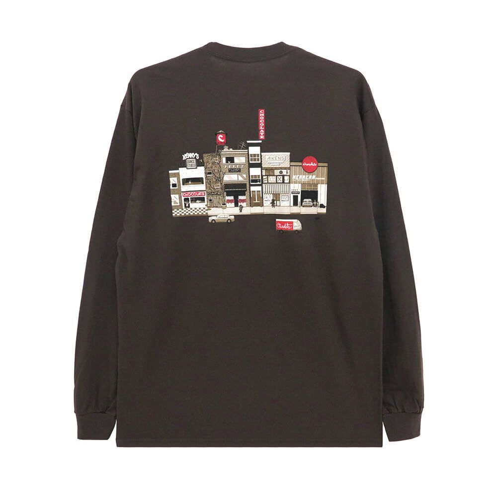 CHOCOLATE LONG SLEEVE チョコレート ロングスリーブTシャツ PIXEL CITY BROWN スケートボード スケボー 