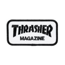 THRASHER PATCH スラッシャー ワッペン LOGO PATCH WHITE/BLACK（US企画） スケートボード スケボー