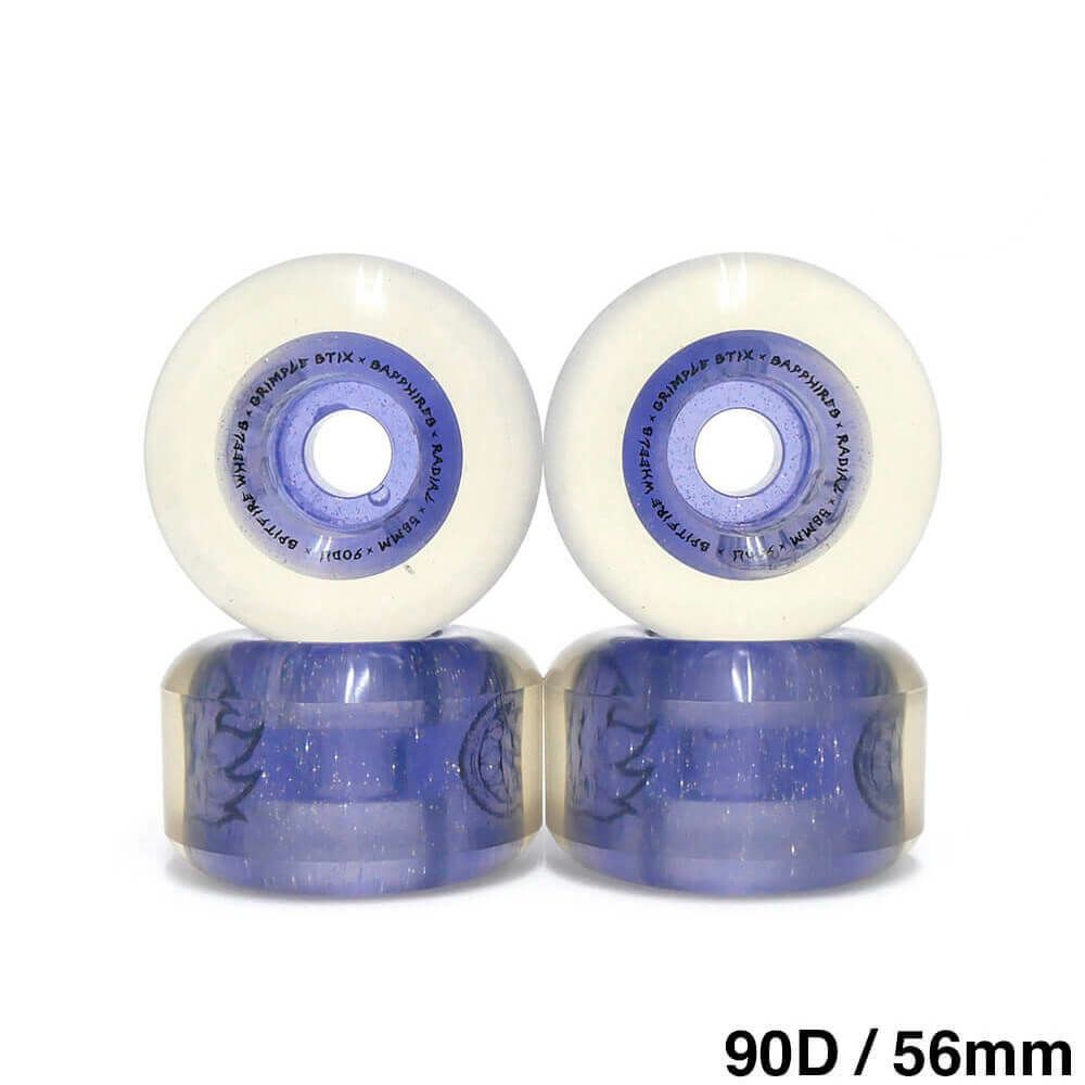 SPITFIRE WHEEL スピットファイヤー ソフトウィール（クルーザー） SAPPHIRES 90DU CRUISER RADIALS GRIMPLE DUST クリア 56mm スケートボード スケボー