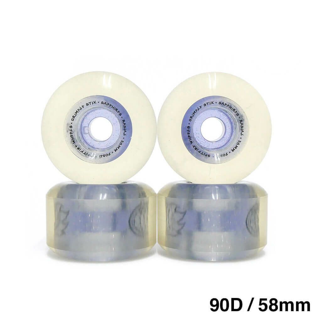 SPITFIRE WHEEL スピットファイヤー ソフトウィール（クルーザー） SAPPHIRES 90DU CRUISER RADIALS GRIMPLE DUST クリア 58mm スケートボード スケボー