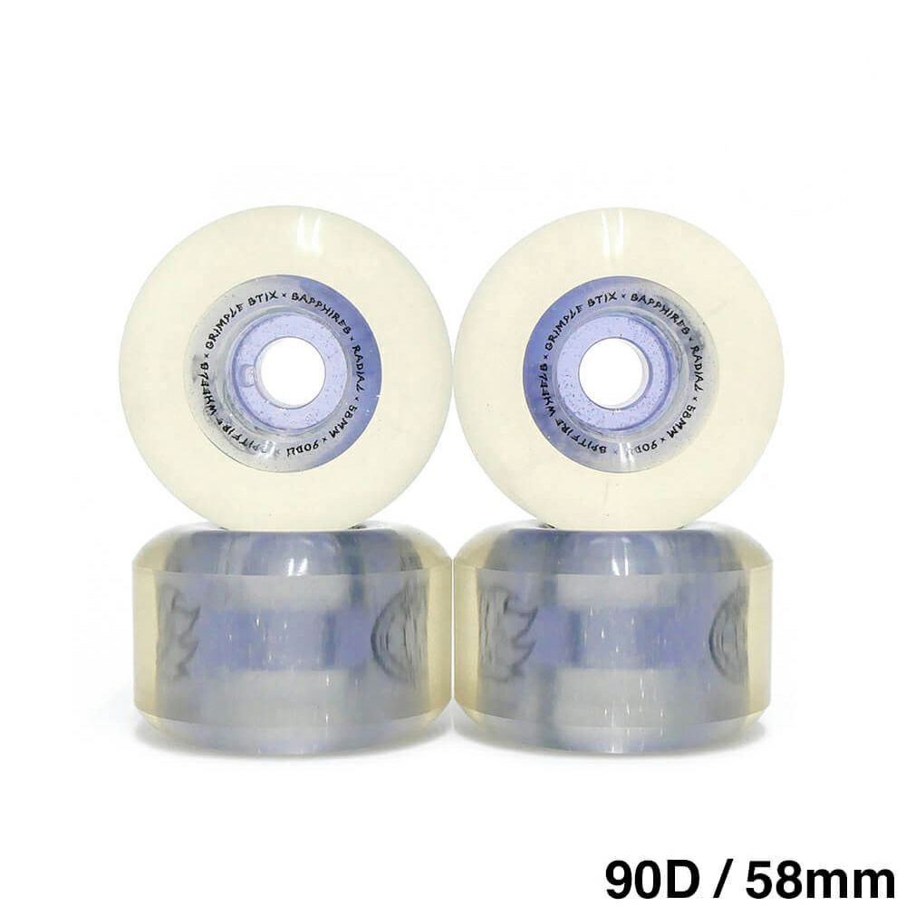 SPITFIRE WHEEL スピットファイヤー ソフトウィール（クルーザー） SAPPHIRES 90DU CRUISER RADIALS GRIMPLE DUST クリア 58mm スケートボード スケボー