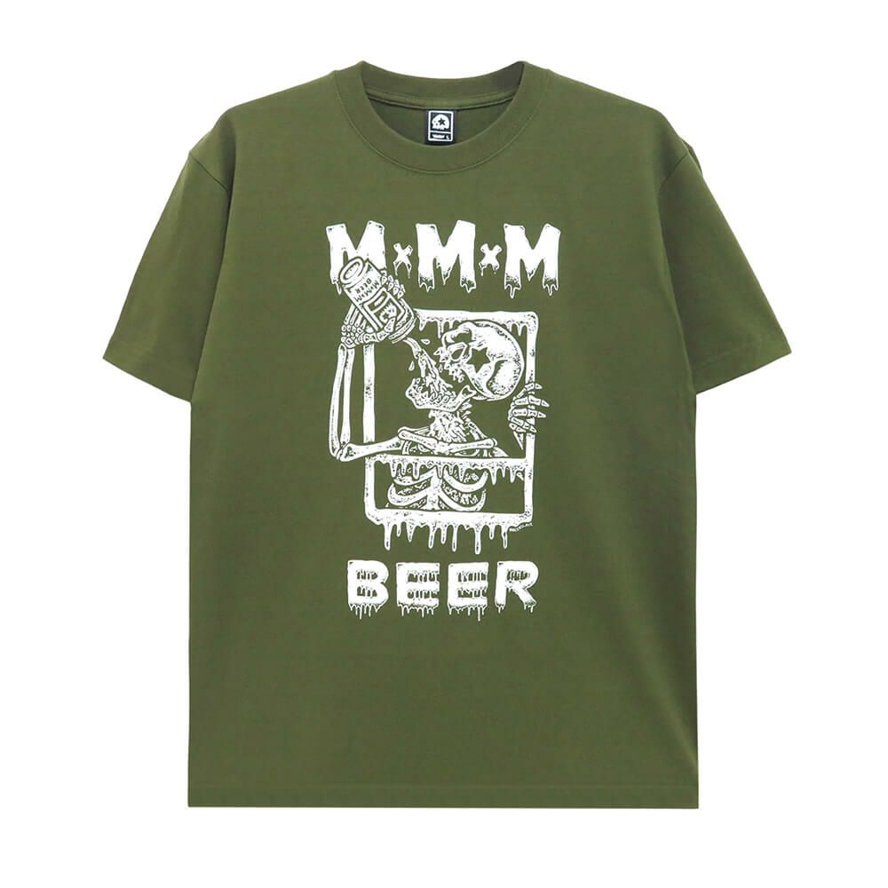 MAGICAL MOSH MISFITS T-SHIRT マジカルモッシュミスフィッツ Tシャツ MxMxM BEER SLAVE ARMY GREEN スケートボード スケボー 