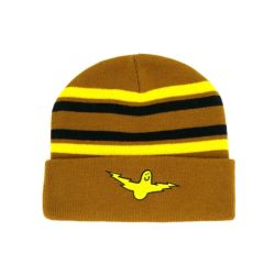 KROOKED KNITCAP クルキッド ニットキャップ BIRD LIGHTENING CUFF BEANIE TAN/YELLOW/BLACK スケートボード スケボー 