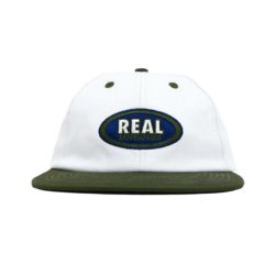 REAL CAP リアル キャップ OVAL EMB STRAPBACK WHITE/OLIVE/NAVY スケートボード スケボー 1